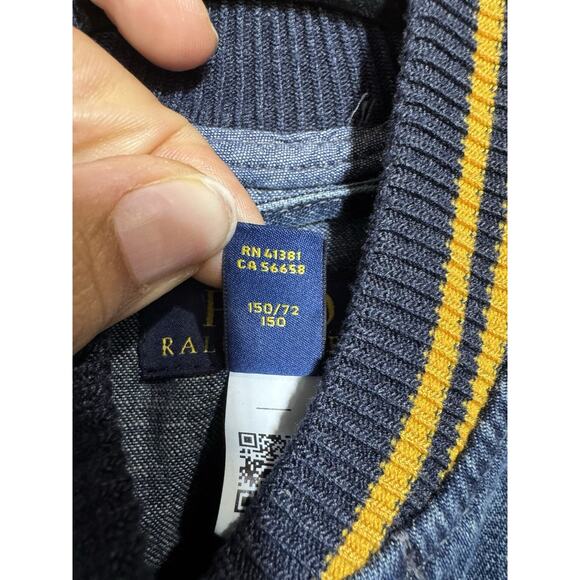 VTG Polo Ralph Lauren Denim Bomber Letterman Spell Out Varsity Jacket M (10-12) - Picture 4 of 9